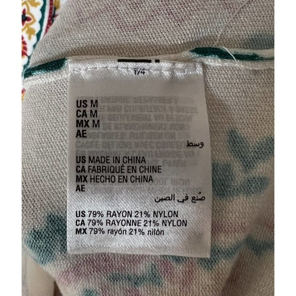 JM Collection Floral‎ Paisley Knit Ribbed Sweater Womens Medium Rayon Nylon - Picture 3 of 16